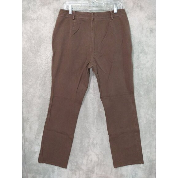 Ralph Lauren Pants Womens 12 Brown Chino Straight Leg Flat Front High Rise Twill - Picture 2 of 9